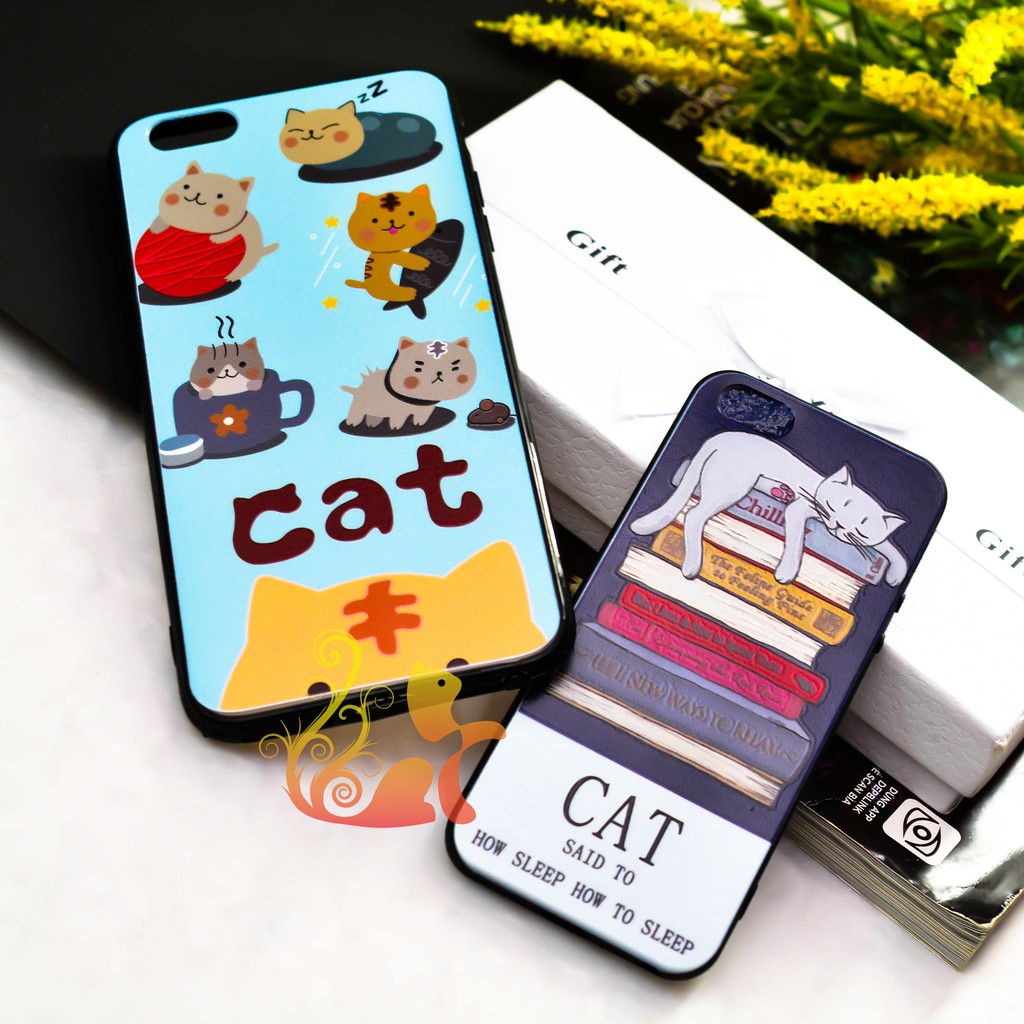 Ốp lưng /Case SILICON Mèo Lười Ngủ Trên Sách - iphone 5/5s/6/6s/6+/6s+/7/8/7+/8+