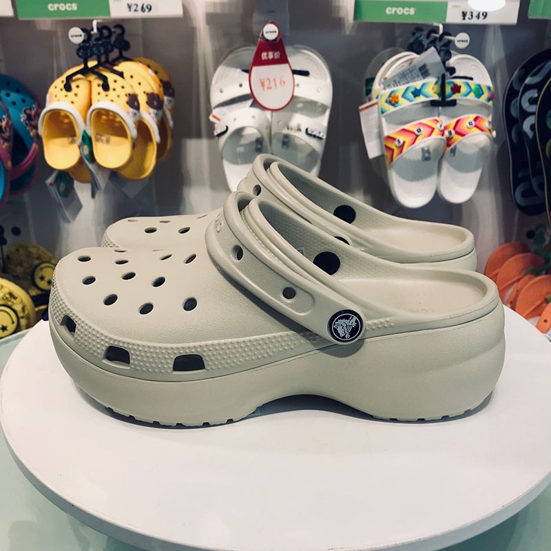 Dép Crocs Đế Dày 4.1cm Tăng Chiều Cao Phong Cách Cổ Điển Thời Trang Đi Biển Cho Nữ#206750