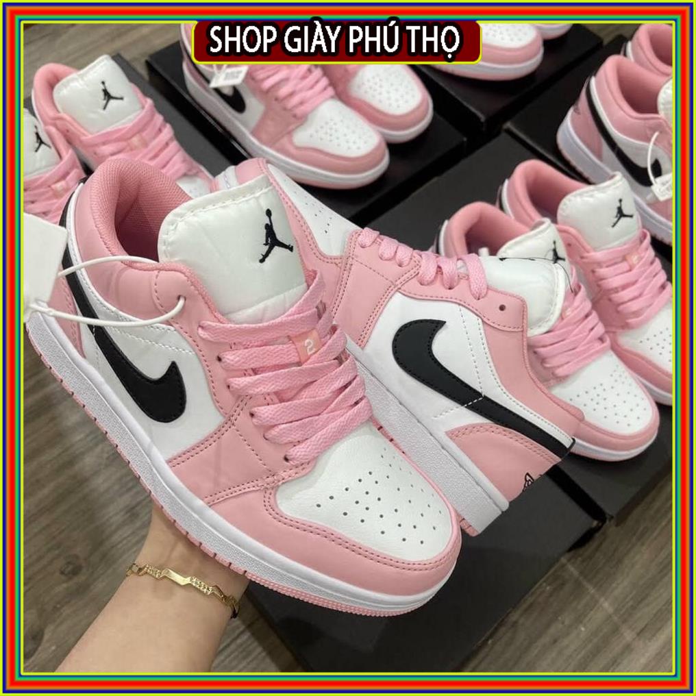 Giày Jordan cổ thấp nữ màu hồng cực xinh, Giày Jordan 1 low pink, Sneaker nữ air jd1 bóng rổ bản đẹp full box bill