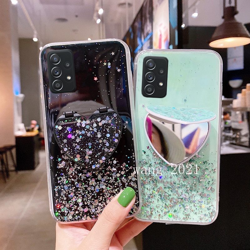 Ốp Điện Thoại Có Gương Trang Điểm Hình Trái Tim Cho Samsung Galaxy A73 A53 A33 M23 M33 5G A13 A23 LTE 4G 2022