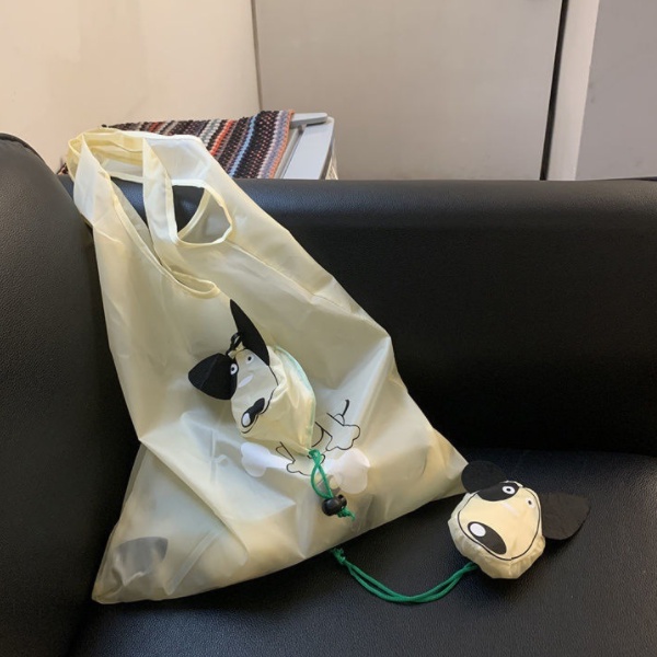 Túi tote Mua Sắm Bằng polyester Sức Chứa Lớn In Họa Tiết Hoạt Hình Chó Con Thân Thiện Với Môi Trường