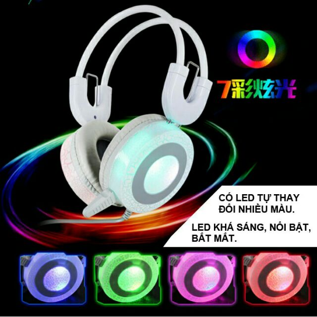 Tai nghe game thủ H5 LED 7 màu có mic thoại