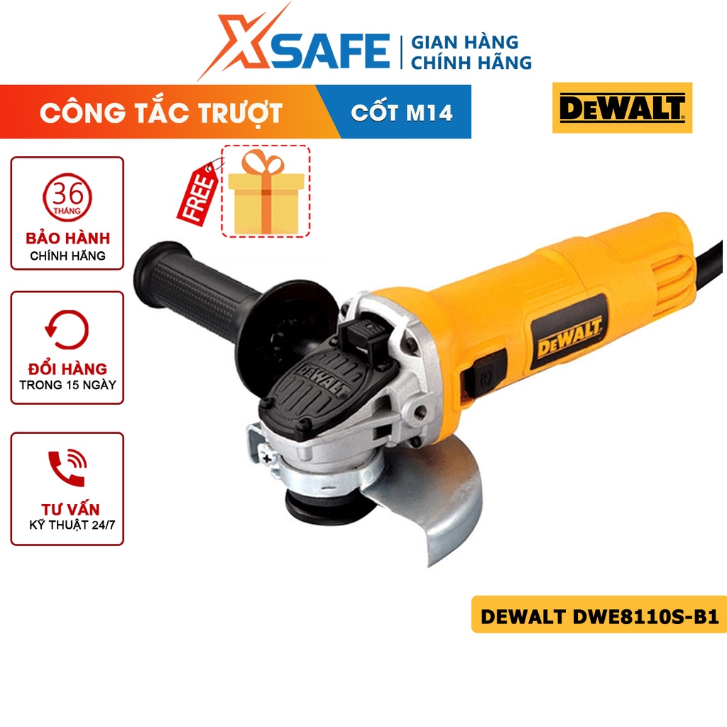 Máy mài cầm tay Dewalt DWE8110S-B1 125mm/M10/720w công tắc trượt, mạnh mẽ,gọn tay máy mài góc cắt sắt - [CHÍNH HÃNG]
