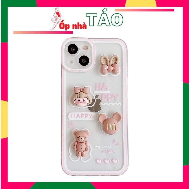 Ốp lưng iPhone silicon hình gấu nơ nổi