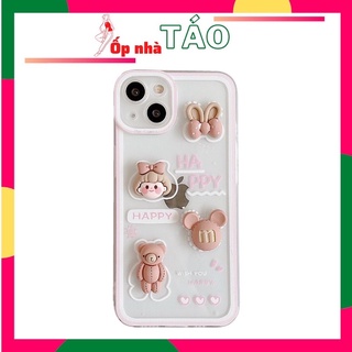 Ốp lưng iPhone silicon hình gấu nơ nổi