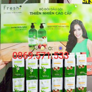 12 dây dầu gội, dầu xả fresh 144 gói Organic Maccadamia