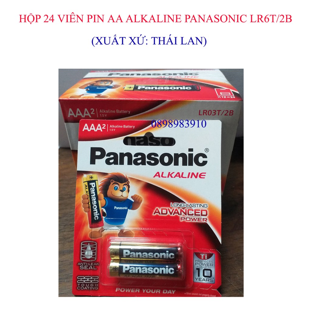 Pin AAA PANASONIC alkaline 1,5V LR03T/2B vỉ 2 viên chính hãng