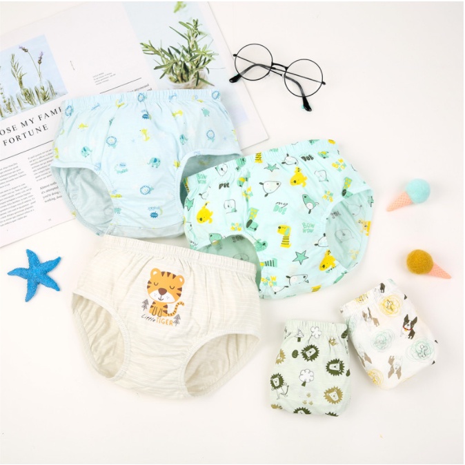 Set 5 quần lót bé trai Hàn Quốc 100% cotton mẫu Vườn Thú Nhỏ