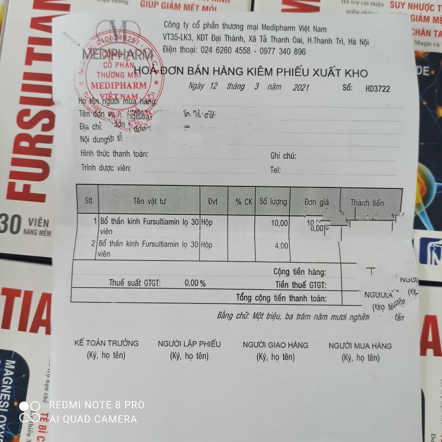 Viên uống bổ thần kinh FURSULTIAMIN hộp 30 viên