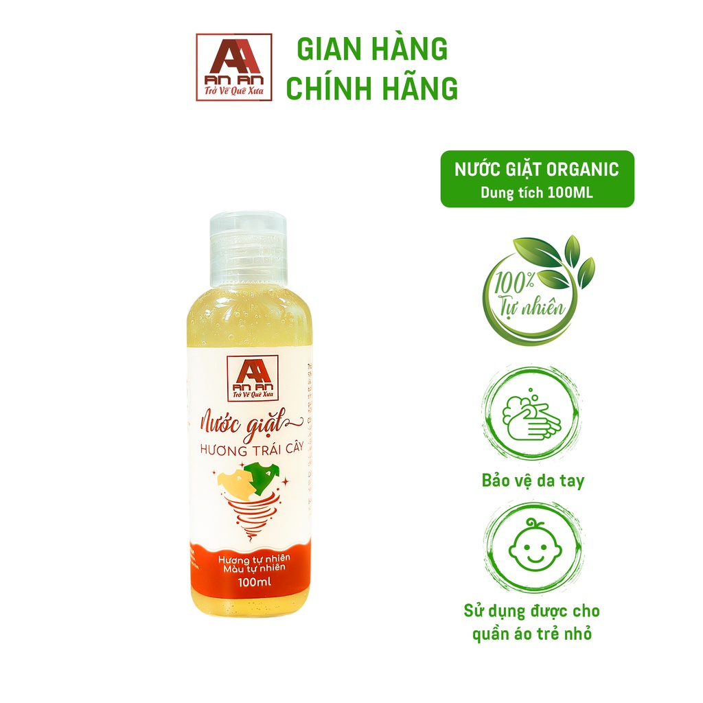 Nước giặt AN AN xả quần áo sơ sinh giặt ,an toàn cho em bé từ 100% tự nhiên Enzym bồ hòn dung tích nhỏ 100ml