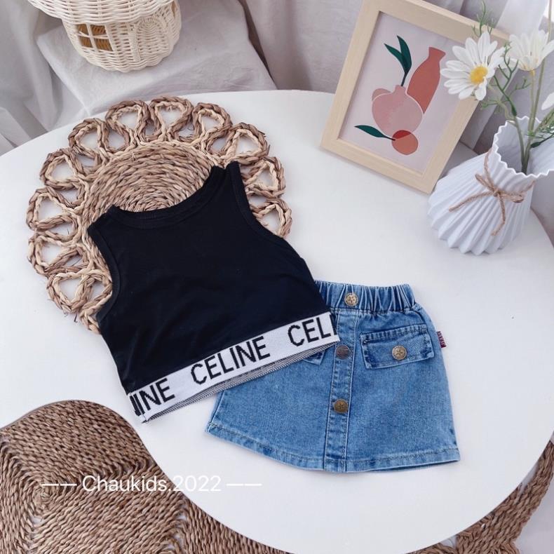 Set áo CE.LI bo viền + cv jean bé gái