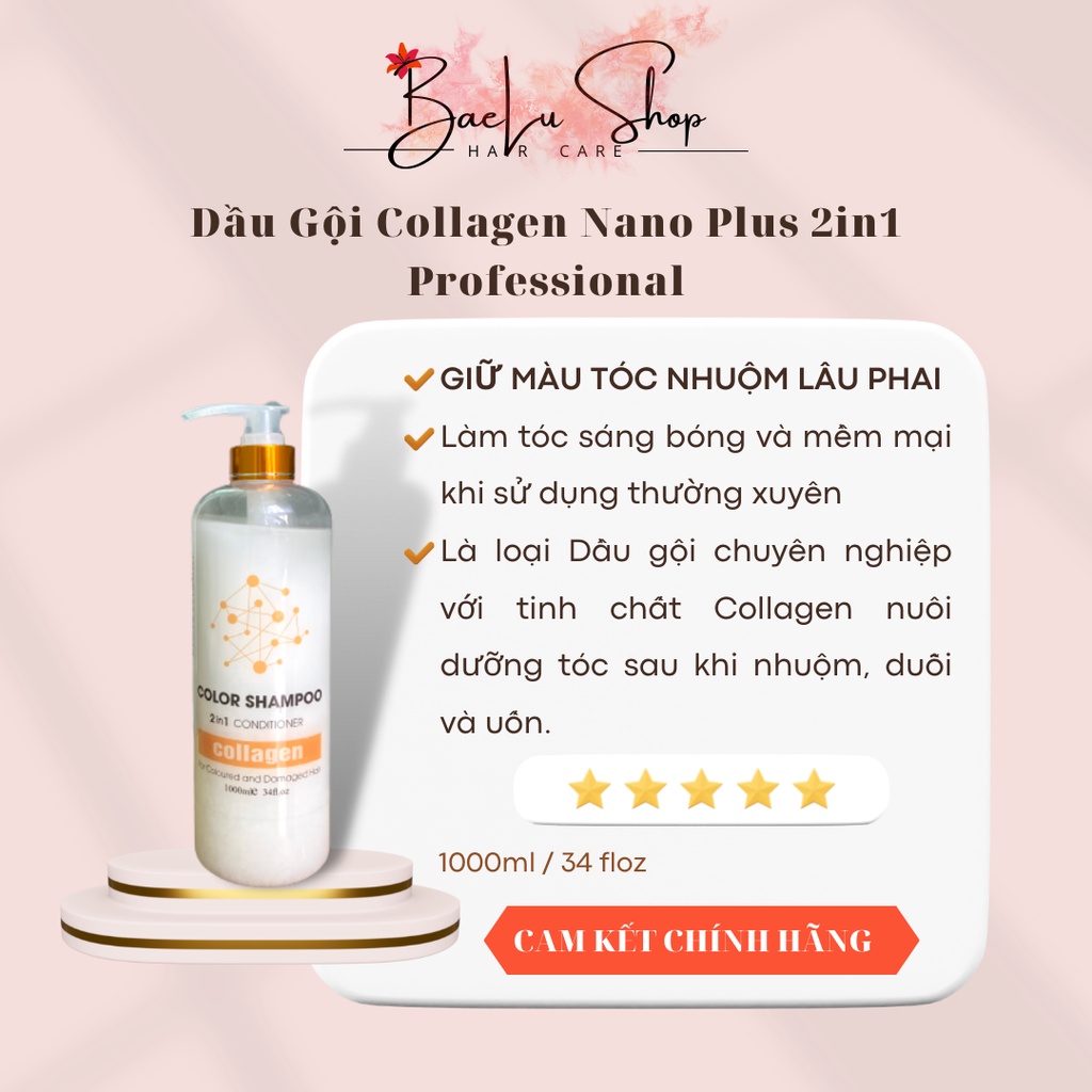 Dầu gội collagen phục hồi tóc hư tổn sau khi nhuộm, duỗi, uốn, đặc biệt dầu gội giữ màu tóc nhuộm lâu phai 1000ml