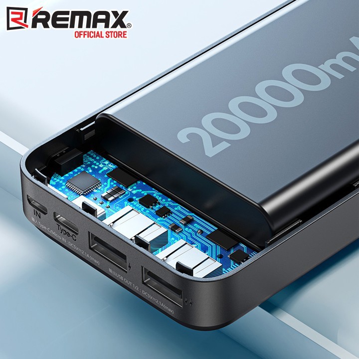 Pin Sạc Dự Phòng 20000mAh Remax RPP-166 Lango Series Fast Charing 2.1A Tích Hợp 2 Cổng USB