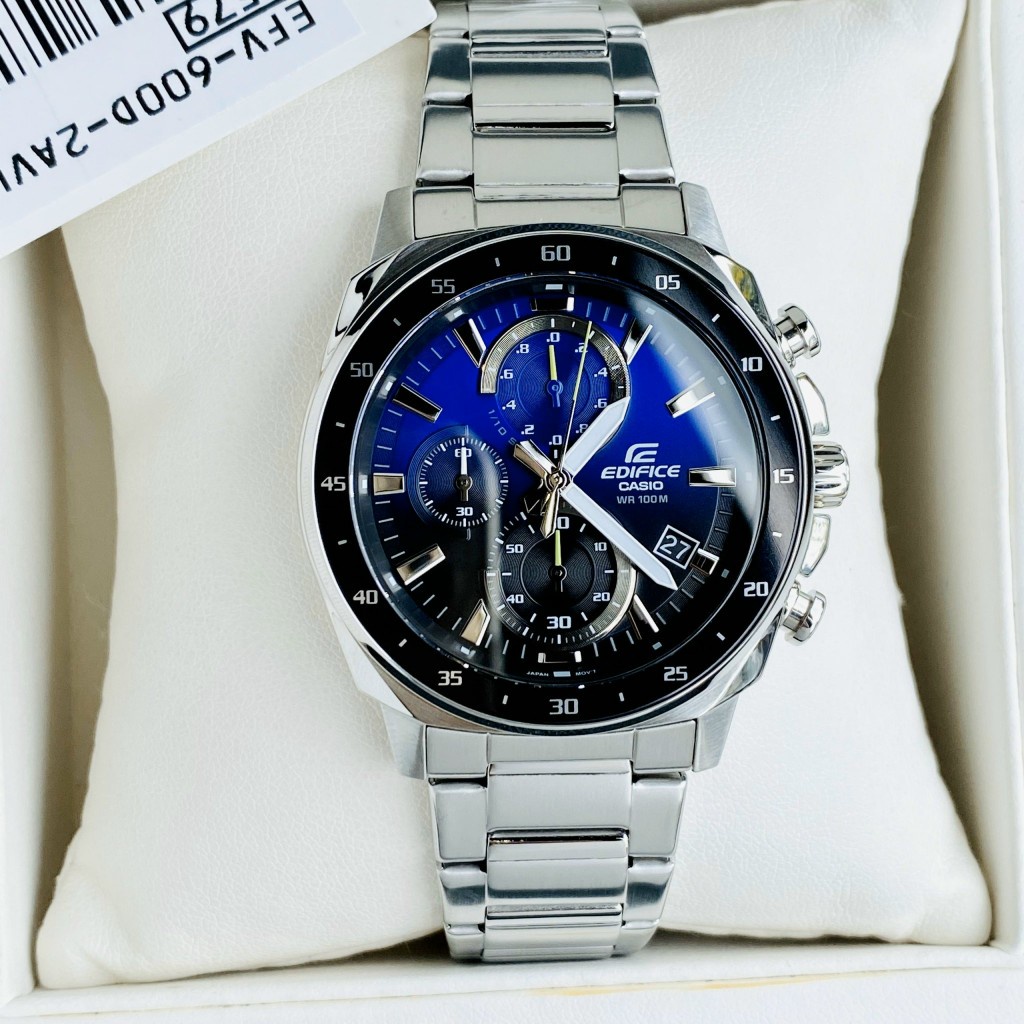 Đồng Hồ Nam Casio Edifice EFV-600D-2A Dây Thép Mặt Xanh Kính Khoáng Size 43.8mm Bảo Hành 1 Năm Đồng Hồ Doanh Nhân