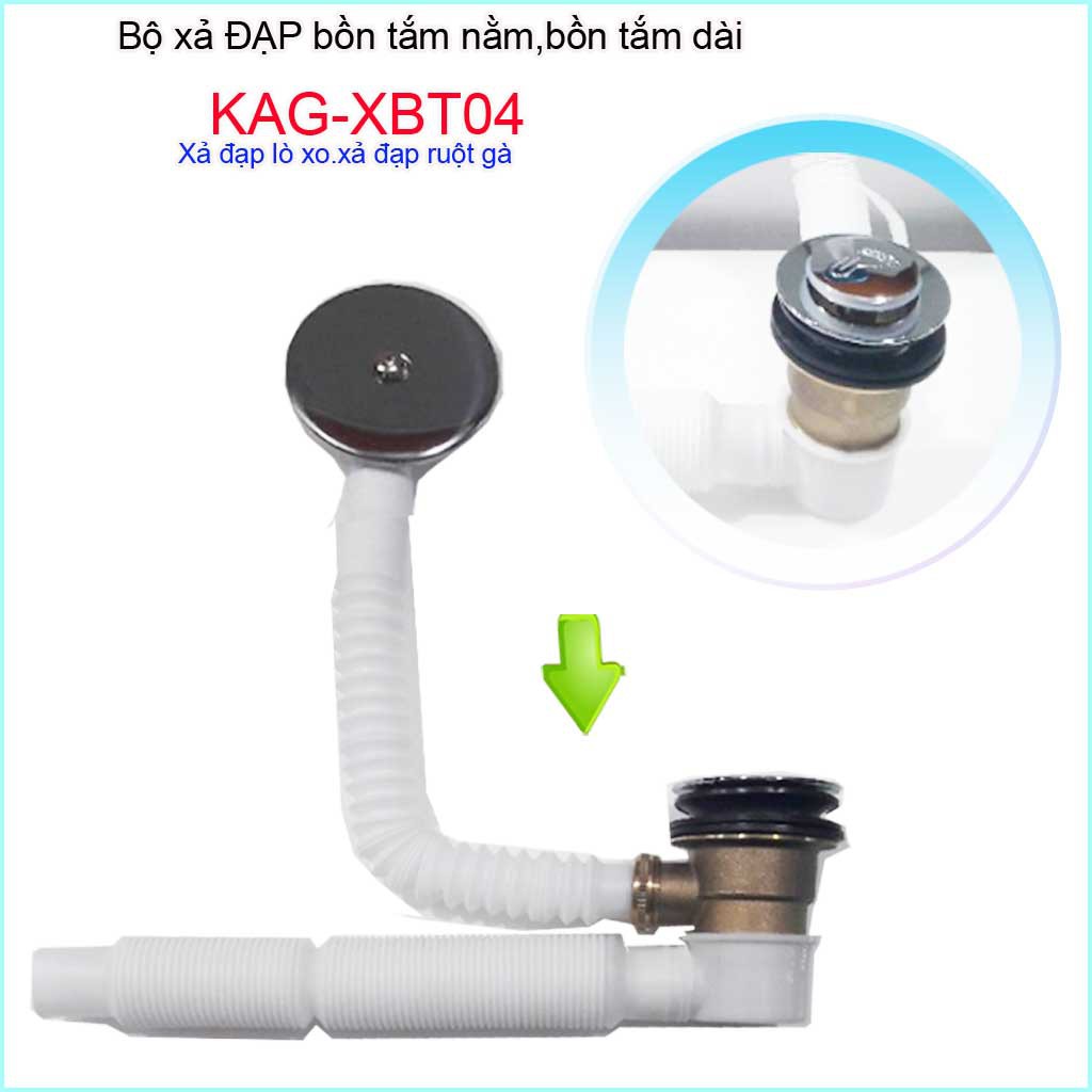 Bộ Xả bồn tắm dài KAG-XBT04, Bộ xả bồn tắm nằm giá tốt hiệu suất sử dụng tốt-xả đạp chân