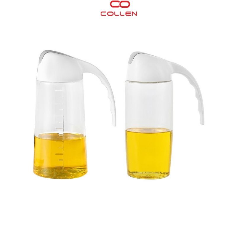 Chai đựng dầu ăn mở nắp tự động 630ml, bình đựng dầu ăn thủy tinh COLLENLIFE