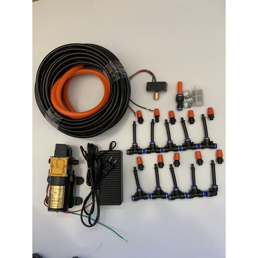 bơm tưới cây 10 béc phun 1 hướng cam sử dụng bơm đơn zuki kèm ng,uồn 15M dây 1m dây hút và phụ kện có chiếc áp