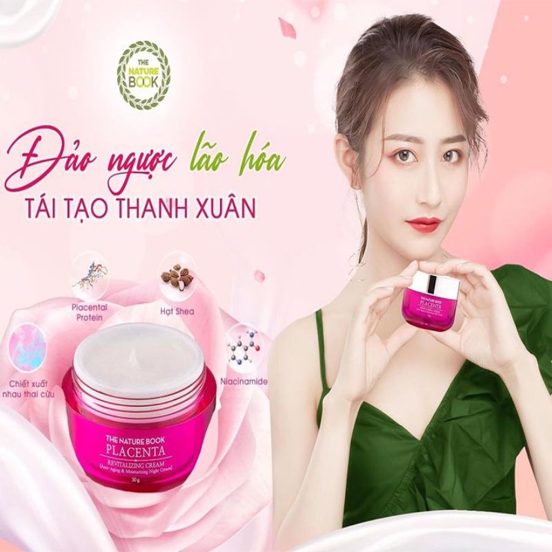 Kem dưỡng trắng da chống lão hóa hồi sinh làn da chiết xuất nhau thai cừu, The Nature Book Placenta Revitalizing Creamk