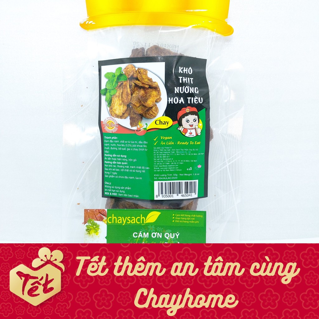 Khô Thịt Nướng Hoa Tiêu Chay Âu Lạc 50g - Chayhome - Thực Phẩm Chay