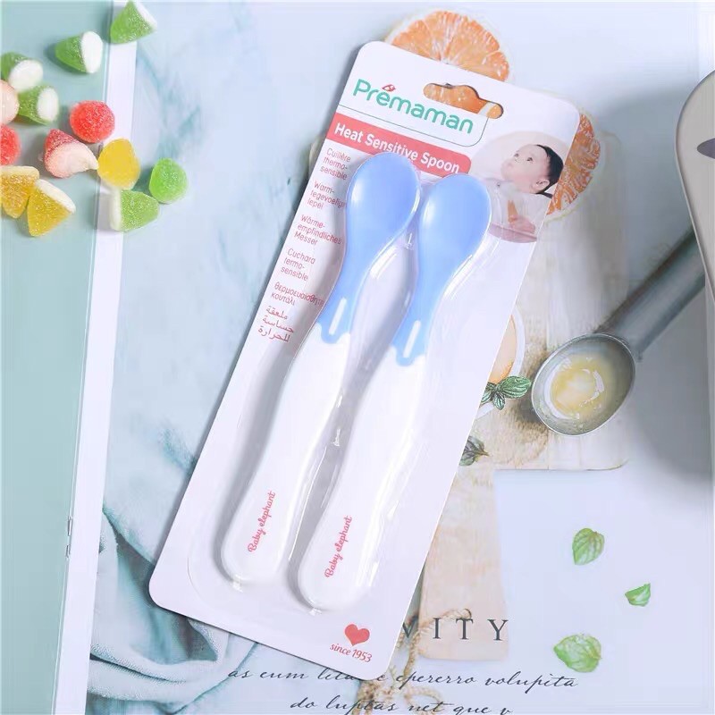 Thìa ăn dặm silicon cảm biến nhiệt độ. 1 sét 2 chiếc