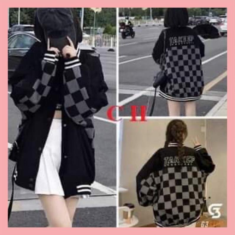 Áo Bomber Kẻ Caro, 64☘️ Chất nỉ da cá tàu dầy đẹp mịn ko xù🍀Khoác nam nữ Unisex thu đông🍀Jacket thể thao Bóng chày !