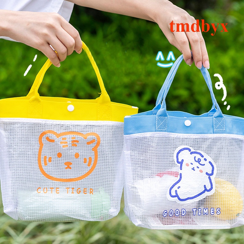 Túi Xách Tay Bằng PVC Trong Suốt Chống Nước In Hình Hoạt Hình Cho Học Sinh