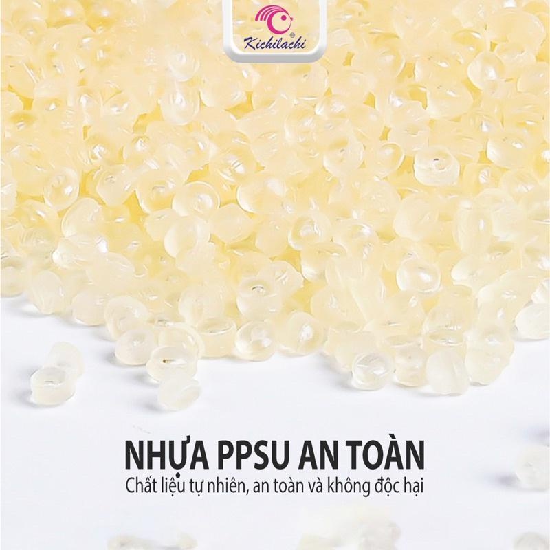 Bình Sữa Kichilachi Cổ Rộng Cho Bé, Cảm Biến Nhiệt ,chất Liệu Ppsu Có Quai Cầm ,núm Ty Siêu Mềm Cho Bé - LoKi