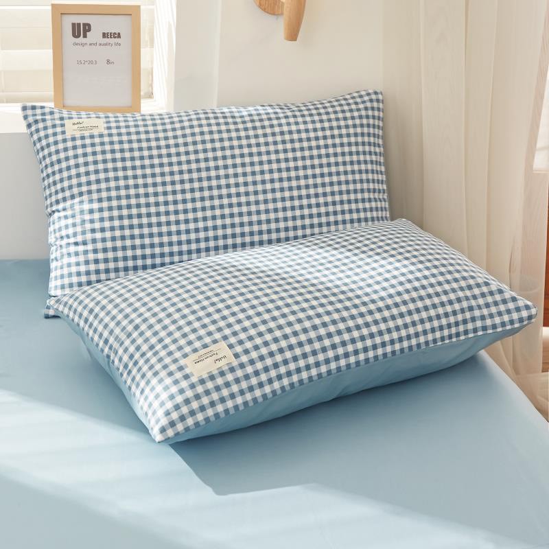 Bộ Chăn Ga Gối Caro Xanh Dương Cotton Tici Chăn Chần Bông Nhập Khẩu