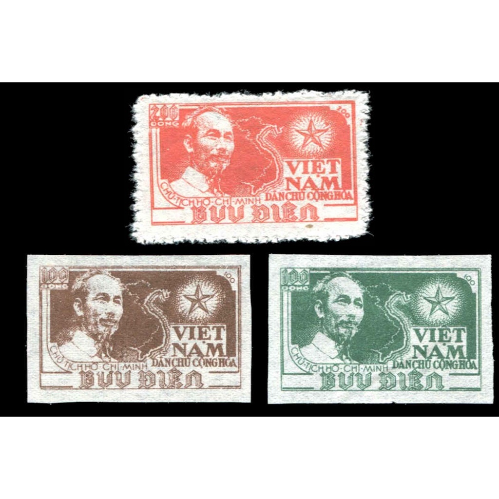 Tem sưu tập MS 03 Tem Việt Nam Kỷ niệm lần thứ 61 ngày sinh Chủ tịch Hồ Chí Minh 1951 ( 3 tem )
