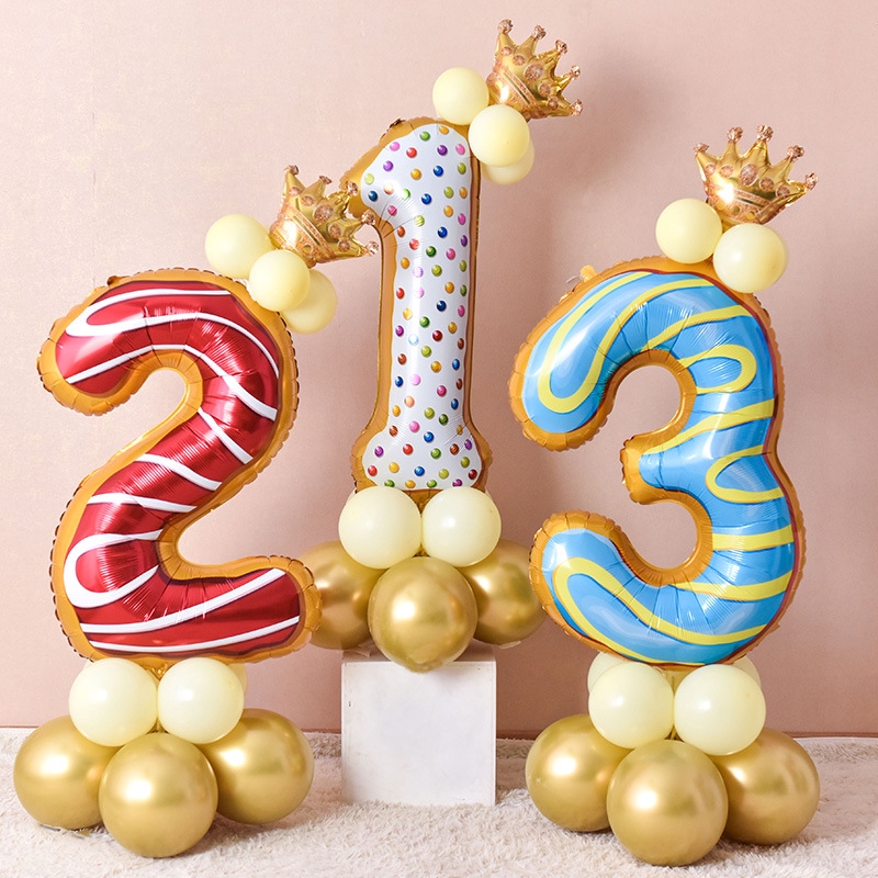 Bong bóng lá nhôm 32 inch hoa văn bánh donut độc đáo trang trí tiệc cưới / sinh nhật cho bé