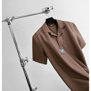ÁO SƠ MI cổ vest CHUOT TRANG không nút KKL nâu cafe