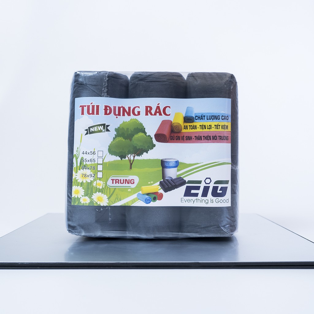 Túi Đựng Rác Phân Hủy Sinh Học EIG 3 Cuộn Màu Đen