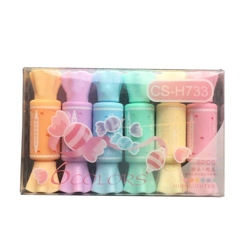 Set 6 Bút Đánh Dấu Hai Đầu Mini Màu Dạ Quang