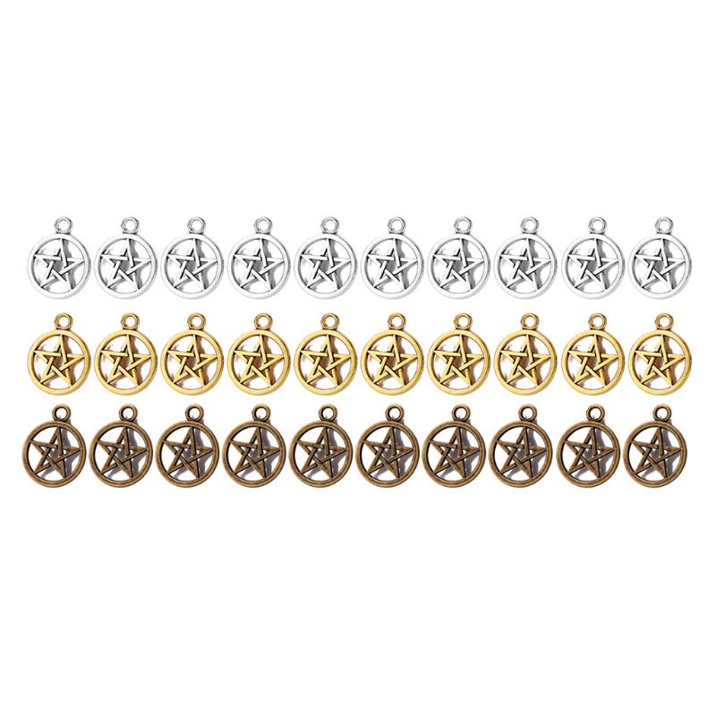Set 30 Mặt Dây Chuyền Hình Ngôi Sao Lục Giác 3 Màu