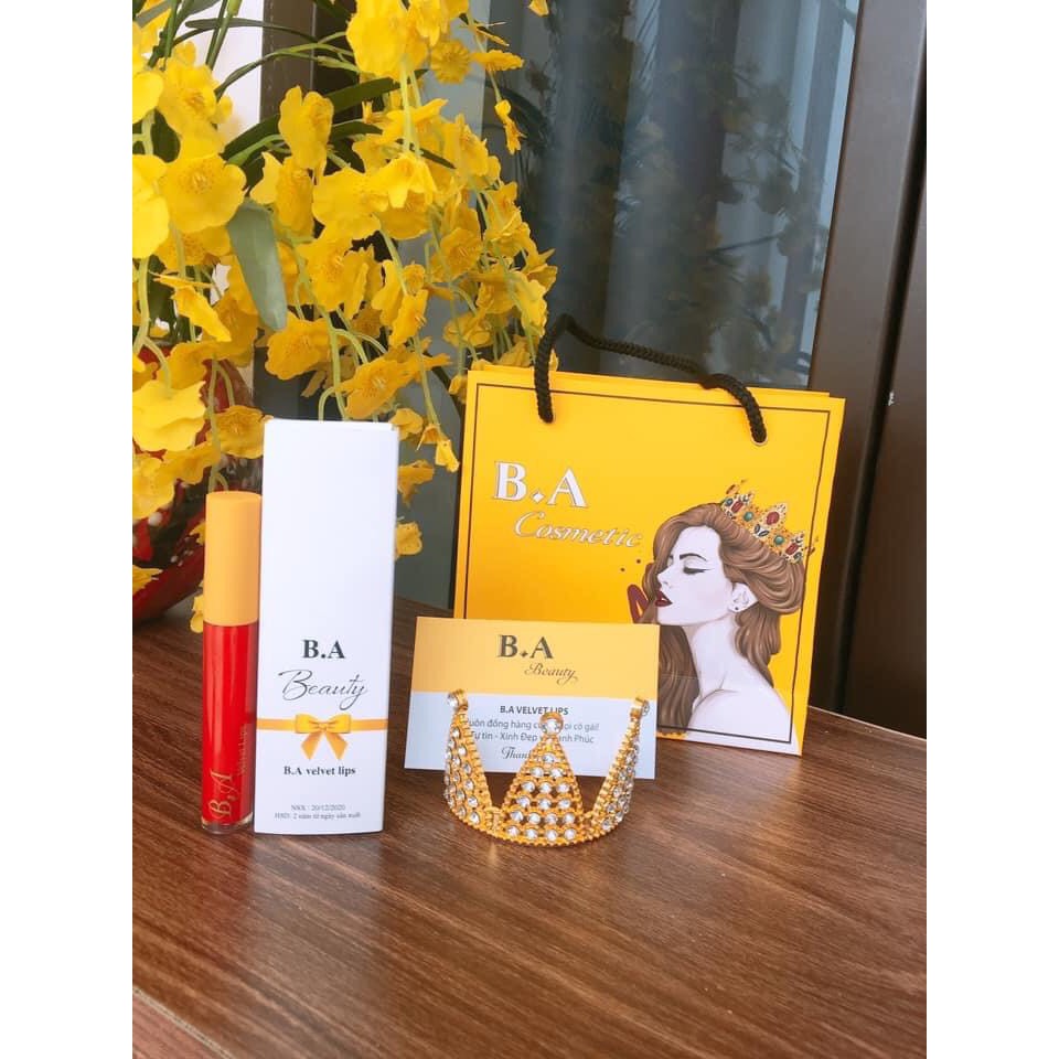 [01 Đỏ Cam] Son Kem Lì Nắp Vàng Cao Cấp B.A Màu Đỏ Cam | BigBuy360 - bigbuy360.vn