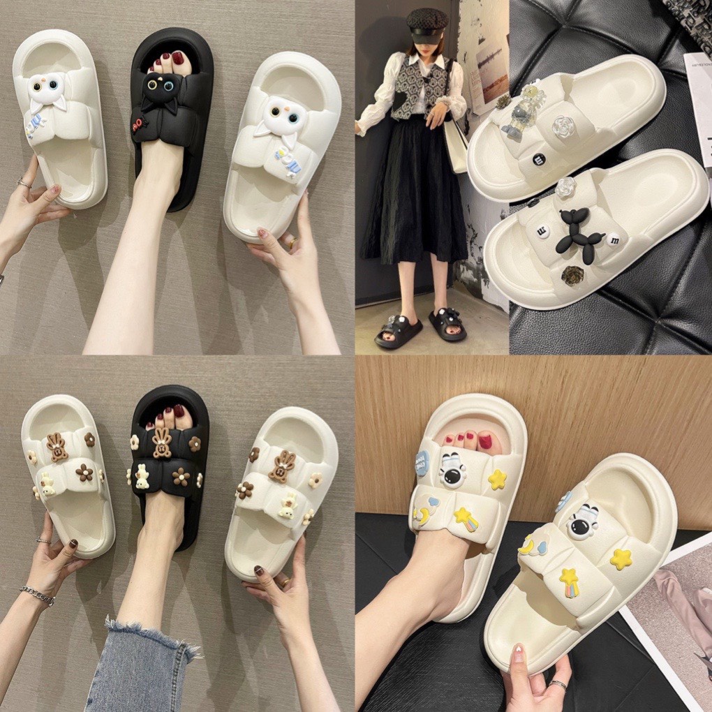Dép đính hoa mẫu mới trẻ trung Dép cún xinh dễ thương