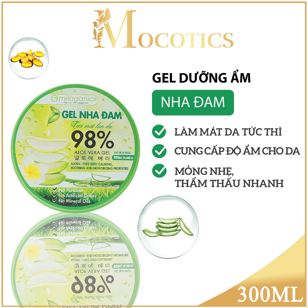 Combo 2 Gel Nha Đam Tươi Mát Làn Da Milaganics (300ml/Hộp)