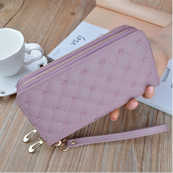 Ví nữ cầm tay hai khóa kéo trần trám BAG U VTT126