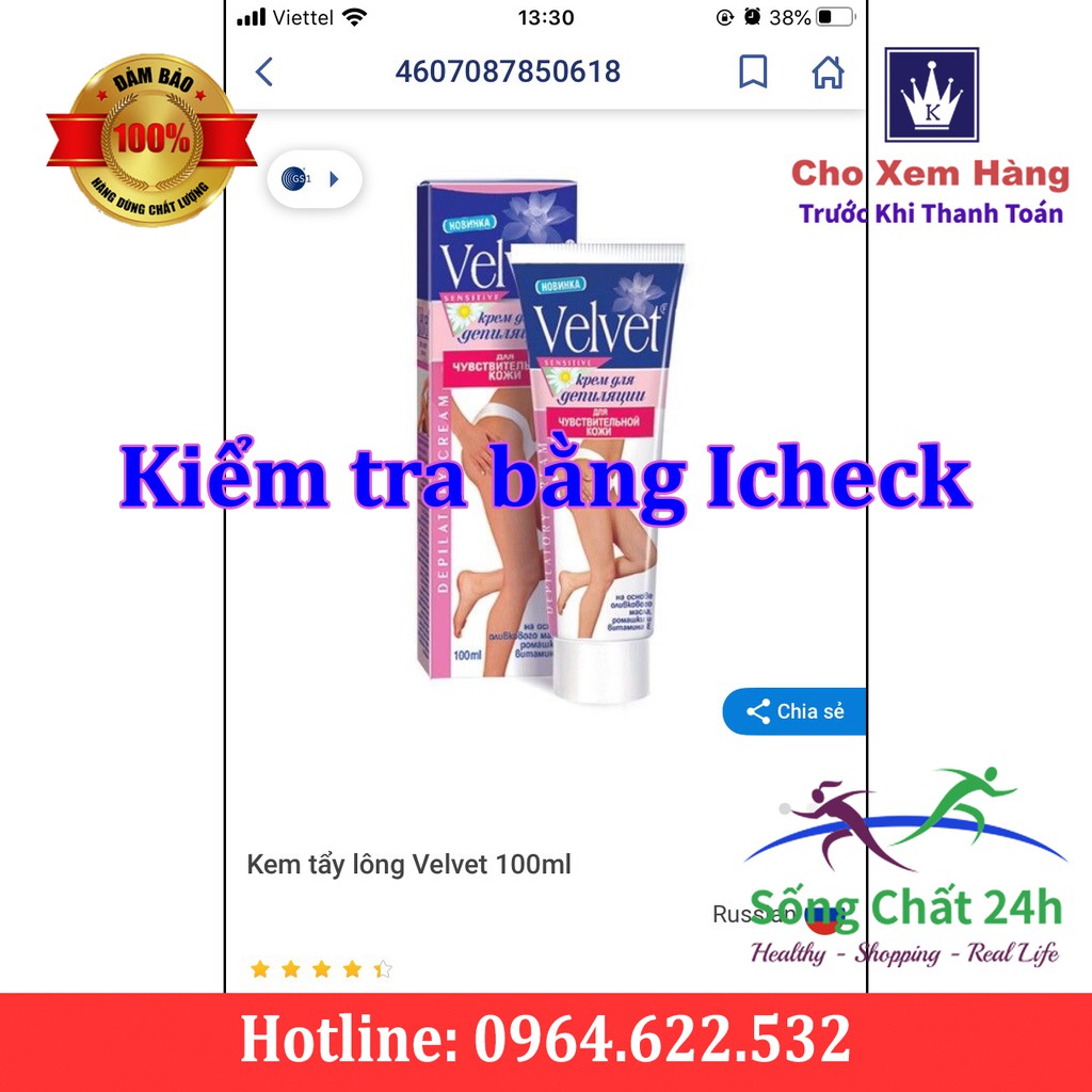 Kem Tẩy Lông Velvet Nga - Sống Chất 24h