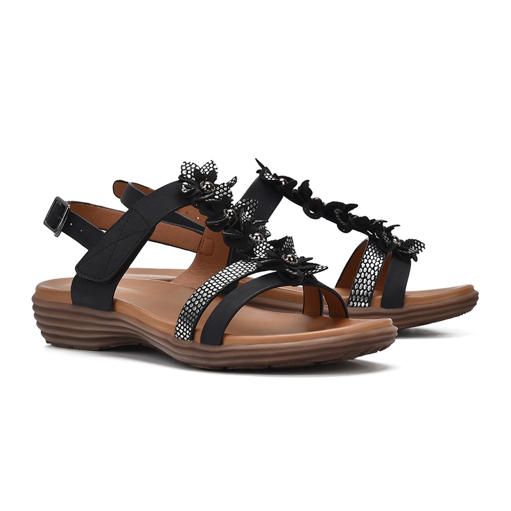 Giày Sandal nữ Zucia thiết kế quai ngang T Strap đính nơ xinh xắn  đế bằng 3cm dễ di chuyển - SHL42