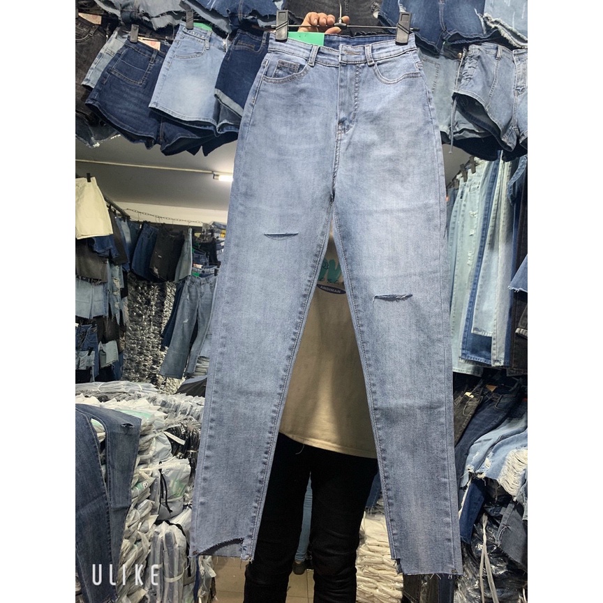Quần Jeans Skinny Lưng Cao Rách Gối QJ542