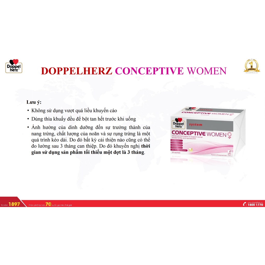Bác Sĩ Cung Conceptive Women - Bổ Trứng, Tăng Khả Năng Thụ Thai, Vitamin Tổng Hợp Cho Bà Bầu (Hộp 30 Gói)