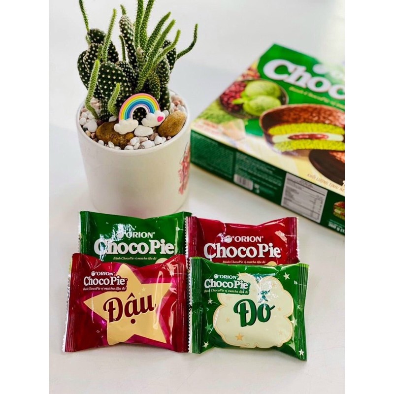 Bánh Chocopie Orion vị Matcha đậu đỏ thơm ngon ngọt dịu hộp 360g (12 chiếc / 1 hộp)