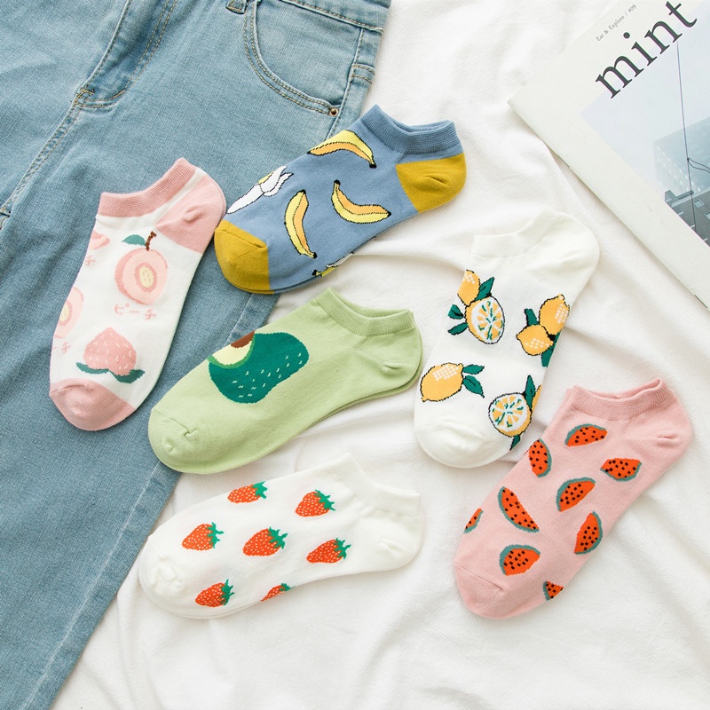 Vớ Cotton Họa Tiết Trái Bơ Vui Nhộn Thời Trang Unisex