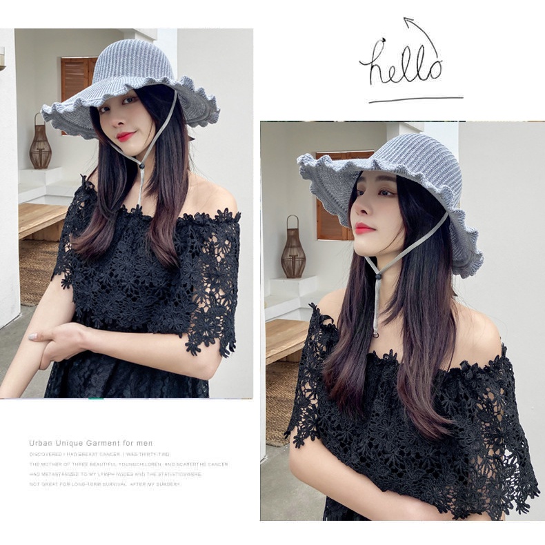 Mũ Nữ Chống Nắng Viền Nhúng Bèo Hở Đầu Gân Tăm P2140