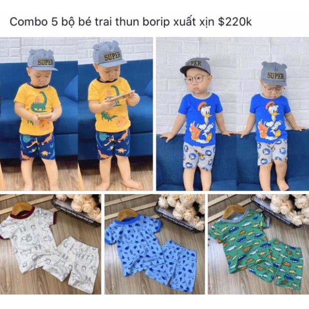 5 Bộ bé trai Thun xuất khẩu siêu mát size 8-20 ký- đồ bộ bé trai mặc hè rẻ mà chất - FREESHIP