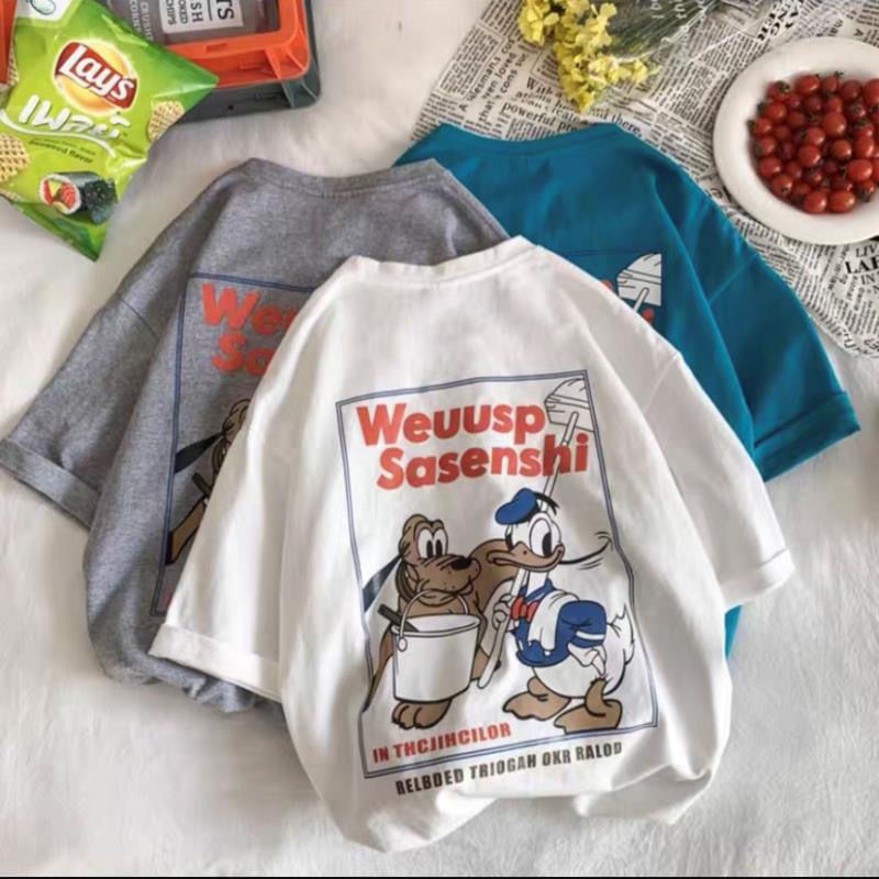 Áo Thun Cotton Tay Ngắn Dáng Rộng Thời Trang Mùa Hè Hàn Quốc Mới Dành Cho Bé Trai Và Bé Gái