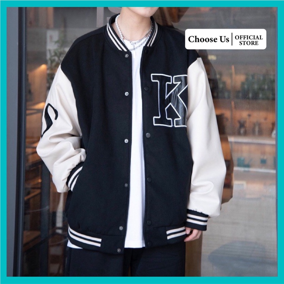 Áo bomber phối tay K unisex nam nữ, áo dù bomber viền cổ Choose Us