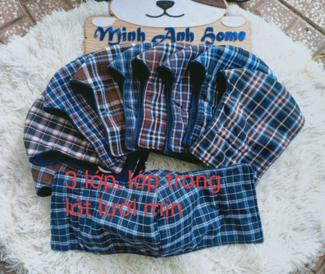 khẩu trang sọc che kín tai 3 lớp vải đẹp