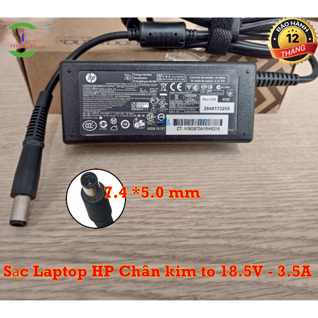 Sạc Laptop HP Chân kim to 18.5V - 3.5A Kèm Dây Nguồn ( Adater HP 18.5V - 3.5A ) | FREESHIP ĐƠN TỪ 50K